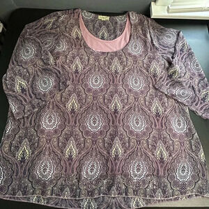 One World Women’s‎ 2X Sparkle Dual Blouse Bohemian Fairycore Colorful Grunge